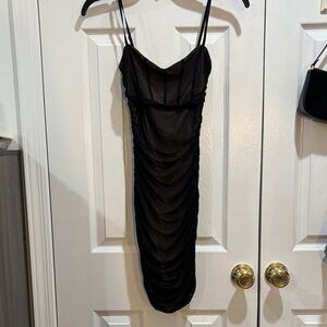 Windsor Black Ruched Mini Dress